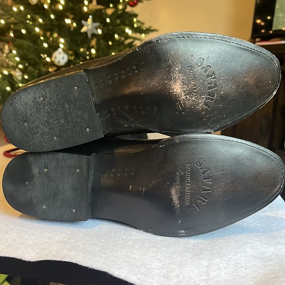 Safari Exotic Leather black studded heeled riding boots women size 9.5 - Picture 13 of 16